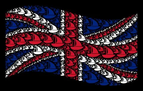 Waving Great Britain Flag Pattern of Yacht Items Stock Illustration