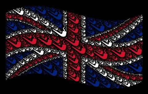 Waving Great Britain Flag Pattern of Smoking Pipe Icons Stock Illustration