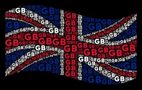 Waving Great Britain Flag Pattern of GB Texts Stock Illustration