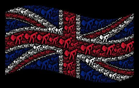 Waving Great Britain Flag Pattern of Fart Gases Items イラスト素材