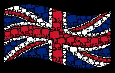 Waving Great Britain Flag Pattern of Thumb Down Items Illustrazione stock