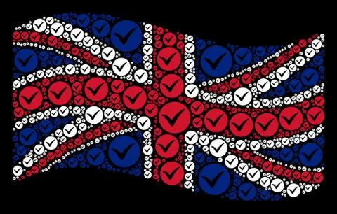 Waving Great Britain Flag Pattern of Apply Icons Illustrazione stock