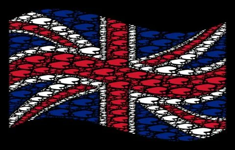 Waving Great Britain Flag Pattern of Puddle Items イラスト素材