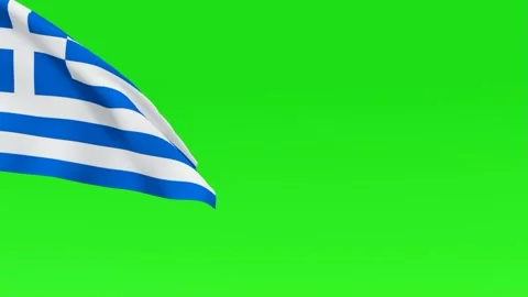 Waving Greece Flag on Green Screen Background Stock Footage 331049400