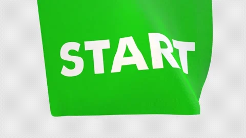 Waving Green Start Flag with Alpha Channel. Stock Footage 346183290