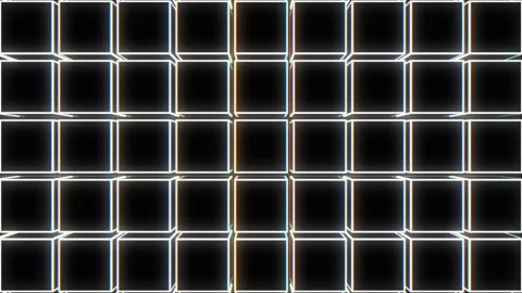 Waving Grid of Rotating Neon Cubes Stock Footage 311732139