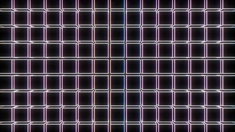 Waving Grid of Rotating Neon Cubes Stock Footage 311732144