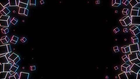 Waving Grid of Rotating Neon Cubes Stock Footage 311732227