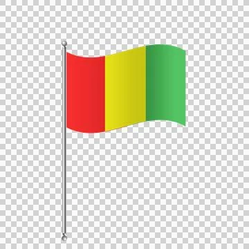 Waving Guinea flag on pole isolated on transparent background. Stock Illustration