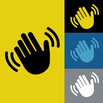 Waving hand flat icon vector illustration logo Isolated template. Illustrazione stock