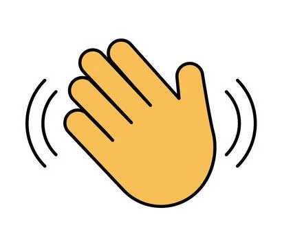 Waving hand gesture icon representing greeting and farewell, friendly vector Stock Illustration
