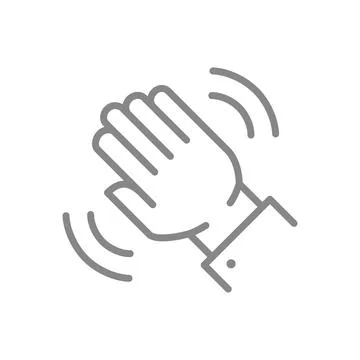 Waving hand line icon. Hello, hi, bye symbol Stock Illustration