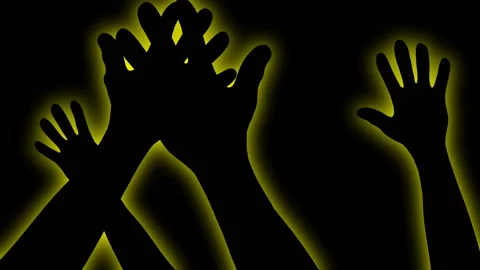 WAVING HANDS with glow fx Video stock 153898805