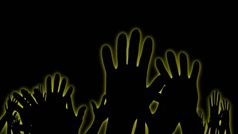 WAVING HANDS with glow fx Stock Footage 153898840