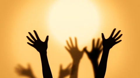 Waving his hands to greet the sun in the morning Stock-Footage 50126480