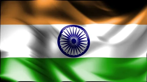 Waving Indian flag background, realistic India national tiranga fabric loop 스톡 동영상 343109117