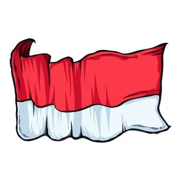 Waving Indonesian flag vector art illustration. 스톡 일러스트