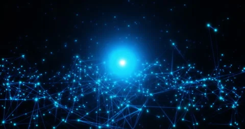 Waving interweaving of dots and lines, a network 4 Stock Footage 305277996