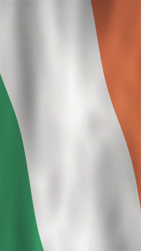 Waving Irish Flag Loop Animation Representing National Pride and Patriotism Stock Footage 303434048