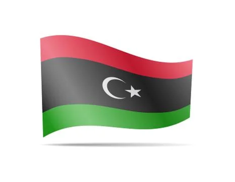 Waving Libya flag in the wind. Flag on white vector illustration Stock Illustration