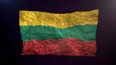 Waving Lithuania  flag on dark background. Video stock 181954563