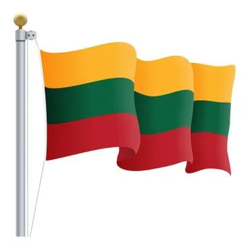 Waving Lithuania Flag Isolated On A White Background. Vector Illustration. Stock Illustration