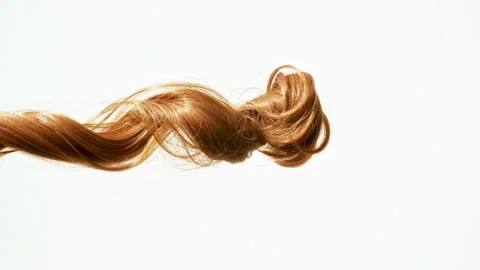 Waving of locks of brown bunch shiny wavy hair. Slow Motion. Hair care and Video stock 265903125