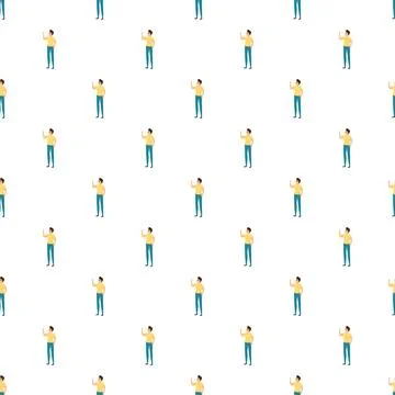 Waving man cartoon seamless pattern repeating background 스톡 일러스트