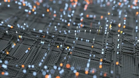 Waving matrix of blue and otrange cubes seamless loop 3D render animation Stock Footage 110724952