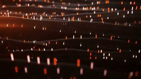 Waving matrix of red glowing cubes seamless loop 3D render animation Stock Footage 195966991