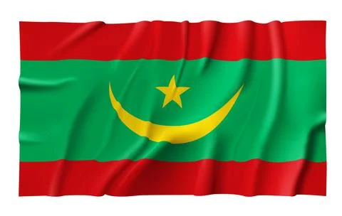 Waving Mauritania Flag Stock Illustration