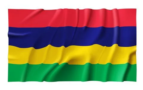 Waving Mauritius Flag Stock Illustration