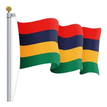 Waving Mauritius Flag Isolated On A White Background. Vector Illustration. Stock Illustration