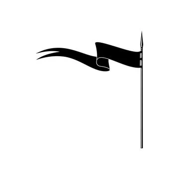 Waving medieval flag on handle retro black banner Illustration