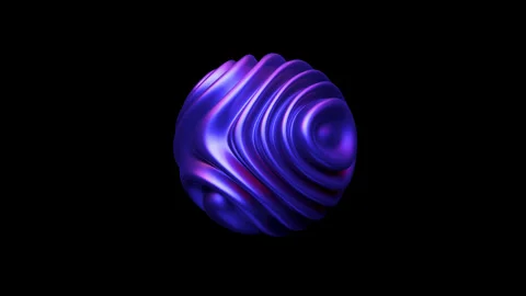Waving metal surface of 3D ultraviolet rotating sphere Stock Footage 254464286