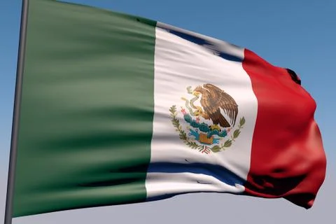 Waving Mexico Flag 3D Render Stock Illustration