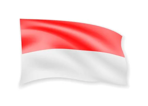 Waving Monaco flag on white. Flag in the wind. Stock Illustration