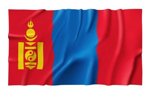 Waving Mongolia Flag Stock Illustration