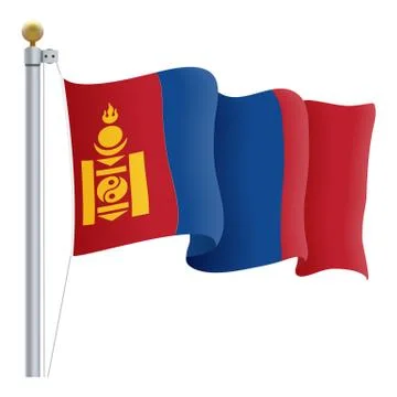Waving Mongolia Flag Isolated On A White Background. Vector Illustration. Stock Illustration