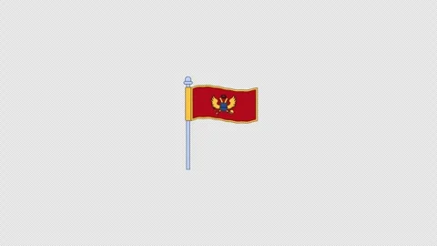 Waving Montenegro flag on flagpole 2D cartoon clipart animation Stock Footage 341662468