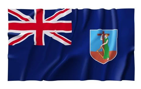 Waving Montserrat Flag Stock Illustration