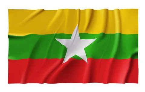 Waving Myanmar Flag Stock Illustration