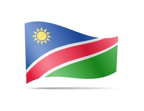 Waving Namibia flag in the wind. Flag on white. Vector illustration Illustrazione stock