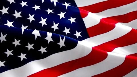 Waving national fabric flag displaying patriotic red white blue colors with 库存影片 344714746