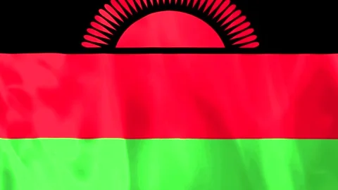 Waving national flag of Malawi featuring horizontal stripes of black red an.. Video stock 343584199