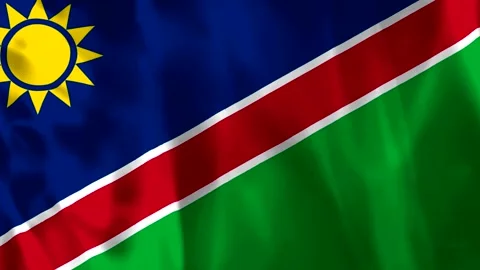 Waving national flag of namibia with fabric texture and folds Vídeo Stock 343584250