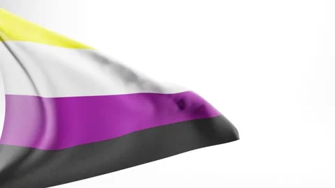 Waving non-binary Pride Flag isolated against white background; 3D render 動画素材 237066882
