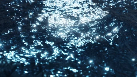 Waving ocean waters at night rendered in UHD Stock Footage 265869877
