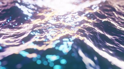 Waving ocean waters at sunset 60 fps looping 3D animation Stock Footage 169106789