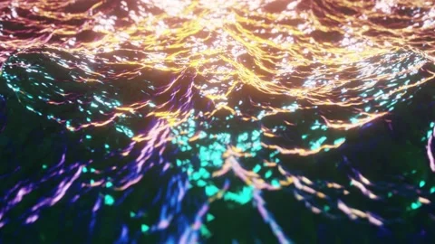 Waving ocean waters at sunset looping 60 fps 3D animation Видео 169387567